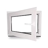 Kellerfenster - Kunststoff - Fenster - weiß - BxH: 70 x 40 cm - 700 x 400 mm - DIN Links - 3 fach Verglasung - 60 mm Profil