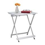 Relaxdays Klapptisch, wetterfest, HBT: 59,5 x 50 x 47,5 cm, Garten & Balkon, Camping, Aluminium, Beistelltisch, silber