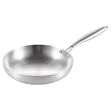 Huvqianu Edelstahlpfanne, Stahlpfanne, Kochpfanne, tiefe Bratpfanne – Edelstahl-Kochgeschirr, Stahlbratpfanne für Steak und Eier, alle Kochmethoden