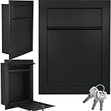 ALSTEN TECH Unterputz Briefkasten RAL9017 Schwarz Einbaubriefkasten flächenbündig verzinkter Stahl pulverbeschichtet wetterfest Wandmontage mit Schloss Namensschild DIN A4 geeignet