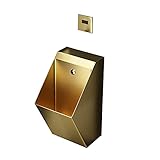 Edelstahl-Urinal, goldenes kleines Wand-Urinal mit automatischer Sensorspülung, Herren-Urinal-Toilette mit berührungslosem Spülventil
