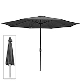 Eulenke Sonnenschirm Ø 350 cm gartenschirm Polyester UV-Schutz Wasserabweisend und schmutzabweisend Groß Marktschirm für Garten, Balkon und Terrasse, ohne Ständer, anthrazit