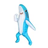 FXICH Aufblasbares Kostüm für Erwachsene, für Herren, für Damen, Tierkostüm: Haifisch, Schweinekostüm, Kuh (aufblasbares Hai Kostüm) (blue adult 150cm-190cm)