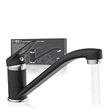EISL Spültischarmatur SPEED, Wasserhahn Küche Chrom/Schwarz, Einhebelmischer Küche 360° schwenkbar in Chrom/Schwarz, Mischbatterie für die Küche, Armatur Spüle, NI182SCR-B