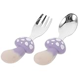 ABOOFAN 1 Set Babygabel Und Löffel Geschirr Kleinkindlöffel Besteck Babylöffel Kleinkind Utensil Mit Kurzem Griff Babyschalen Mit Deckel Wiederverwendbares Löffel Set Scoops
