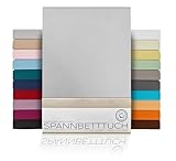 BEAUTEX Spannbetttuch Bettlaken aus Baumwolle, Premium Jersey Stoff 160g/m², Größe und Farbe wählbar (Standard - 90x200x30 cm, Hellgrau)