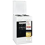 Exquisit Standherd, Standherd 50 cm Breite, Massekochfeld, einfach zu bedienen, 48 l Garraum, Elektro-Standherd 50 cm, EH9-3-090 weiss