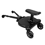 Xverycan Trittbrett für Kinderwagen Universal, Kinderwagen Mitfahrbrett mit Sitz zum Sitzen, Kiddy Board Rollbrett Kinderwagen für Kinder von 2-6 Jahren (25 kg), Geeignet Alle Gängigen Kinderwagen