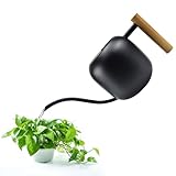 TSASWEET 1,2L Gießkanne Indoor Giesskanne Metall Edelstahl Gießkanne Klein Blumengießkanne für Zimmerpflanzen Sukkulenten Mini Gießkanne Schwarz Gartengießkanne 40Oz