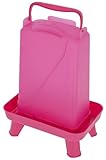 Kerbl Hobbyfarming Kunststofftränke mit Standfüßen, Automatische Wasserzufuhr, Stabiler Stand, Wetterbeständig, Leichte Reinigung, Mit Tragegriff, Transparentes Oberteil, 5,5L, pink