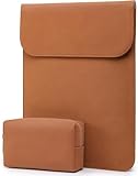 MaEiol 13,3-14 Zoll Laptop Sleeve Laptophülle, Laptoptasche Hülle mit Zubehör Tasche, PU Leder Vertikale Laptop Hülle Computer Tasche für MacBook/HP/Dell/Lenovo/Acer/Huawei/Samsaung/Surface, Braun