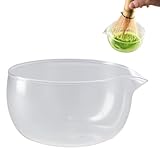oooaooo Matcha Schale mit Ausgießer, 370 ML Salatschüssel Glas, Matcha Bowl mit Ausgießer, Matcha Schüssel mit Ausguss Glas Matcha-Schale für Traditionelle Teerituale Dessert Dessert Saucen