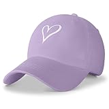 HeyCaps Baseball Cap Damen mit Herzförmiges Stickmuster Baumwolle Mütze Verstellbarem Kappe Outdoor Sports Cap
