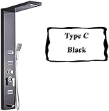 Badezimmer Duschpaneele Digitale Display-Massage Jets Wasserhähne Thermostatische Niederschlagsmischung Duschkopfmischer Mit Handhow-Pushed_Nickel_D,Schwarz C