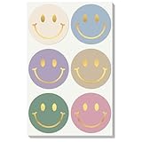 WangsLICHT® Smiley Sticker Set mit Goldfolie – 60 bunte Aufkleber (5 cm) mit glänzender Prägung – für Schule, Bullet Journal, Verpackung & DIY (60 Stück (10 Bögen), Smiley)