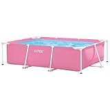 Intex 28266NP - Aufstellpool Rectangular Frame Rechteckig, 1662 L, Stahl und PVC, Rosa, 220x150x60 cm