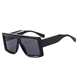 WFFZTZW Modische übergroße quadratische Sonnenbrille für Damen, Vintage, großer Rahmen, Herren, Sonnenbrille, UV400 (schwarz)