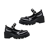 GLSTOY 1 Paar High Heels Mit Schnalle Schuhe Mit Klobigen Absätzen Chunky Heels Pumps Schuhe Lässige Schuhe Blockabsatz Plateauschuhe Für Damen Elegante Damenschuhe Black Plüsch