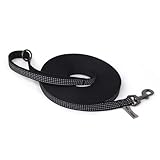 Wolfone Schleppleine für Hunde，Nylon 4 Reflektierende Draht Rückruf Hundeleine mit weichem gepolsterten Griff Trainingsleine für Outdoor-Übung 10m Schwarz