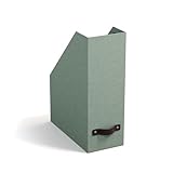 Bigso Box of Sweden ESTELLE Stehsammler für Zeitschriften, Magazine und Akten – praktischer Organizer aus Faserplatte und Papier in Leinenoptik – stabiler Zeitschriftenhalter mit Griff – mintgrün