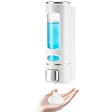 Seifenspender Wandbefestigung, 400ML Seifenspender Wand Ohne Bohren, Gleichmäßige Flüssigkeitsabgabe, Shampoo Duschgel Spender für Shampoo, Spülung, Duschgel, Flüssigseife (Weiß)