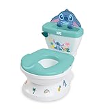 Disney Baby Stitch My Size Töpfchen von Bright Starts, 2-in-1 Kinder-Töpfchen mit Spülgeräusch, Abnehmbarem Toilettensitz, Enthält 12 Aufkleber, Töpfchentraining, Ab 18 Monaten