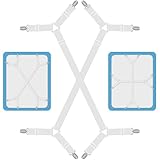 Quelcc 2 Stück Bettlakenspanner Verstellbar, Elastische Bettlaken Halter mit Metallclip, Bettlaken Spanngurte, Spannbettlakenhalter Clips für Faltenfreie Bettlaken, Matratze, Bügelbrett Sofa Topper