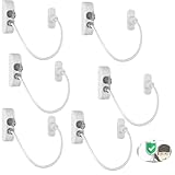 eSynic Fenstersicherung, 6 Stück, langlebige UPVC-Fensterschlösser für Babysicherheit, Kinder, Fenstersicherheit, Drahtverschluss mit Schlüsseln, perfekt für Zuhause, öffentliche Anwendungen, Weiß