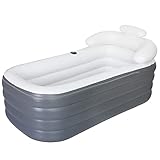Aufblasbare Badewanne für Erwachsene Faltbare Eisbad Badewanne Freistehende Badewanne Eisbaden Tonne Für Erwachsene Spa mit Luftpumpe für Heiß (Dunkelgrau-164x84x51cm)