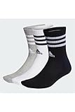 adidas Unisex Kinder 3-Stripes Cushioned Crew Socks 3 Pairs, Medium Grey Heather / White / Black / White, 7-8 Years