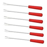 VERDANVERSE 6 Stück Teiliges Edelstahl Bbq Gabeln Rot Vielseitige Kleine Grillspieße für Käsefondue Obst und Gemüse Praktische Schokoladen dipgabeln für Camping und Gartenparty