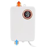 MINRS Elektrische Durchlauferhitzer 3,5KW 220V Elektrische Warmwasserbereiter Durchlauferhitzer mit LED Temperaturanzeige und Duschkopf Mini Elektro Warmwasser Durchlauferhitzer (Weiß)