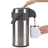 Olerd 4,0 Liter Pumpkannen Thermoskannen Kaffeespender, Edelstahl Doppelwandige Pump Vakuum Isolierkanne mit Pumpmechanismus, Kaffeekaraffe, Kanne für 24 Tassen (Silber)