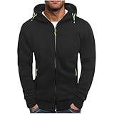 Jacken für Herren, mit Kapuze und Nackentaschen mit Reißverschluss, Herrenmäntel, langärmelig, Stretch, atmungsaktiv, Oberteil, Übermantel für Outdoor, Wandern, Skifahren, Sportbekleidung, 1##Schwarz,