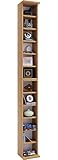 VCM CD Regal Holz Bigol | platzsparender CD Schrank für 204 CDs oder 72 DVDs | Maße: H. 180 x B. 21 x T. 20 cm | Elegantes DVD Regal stehend | Blu ray Regal | CD Regal Buche