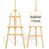 Staffelei Holz groß Leinwand Ständer 175 cm - Holzständer für Sitzplan Hochzeit Canvas Painting Staffeleien Bilderständer Easel für Kinder und Erwachsene Kiefernholz