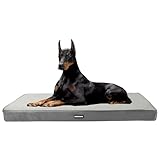 HMTOPE Orthopädisches Hundebett, 10cm Dicke Hundekissen für Grosse Hunde, Abnehmbar und Waschbar Hundematte, rutschfeste Unterseite, Wasserdichtes Innenfutter, 120 cm, Hellgrau