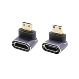 RIIEYOCA 90 Grad Winkel 8K Mini HDMI zu HDMI Adapter, 48Gbps High Speed 2.1 Extender Stecker zu Buchse Mit LED Lichtern für Laptop, Kameras, DSLR, 2 Stück