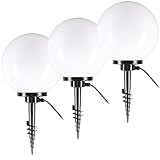 H4L Kugelleuchten Kugellampe Außenleuchte 3er-Set Ø 30m Erdspieß Außenlampe Garten inkl. Kabel/Stecker 230V