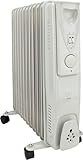 VOLTMAN - 2500 W Mobiler Ölheizkörper - Regelbarer Thermostat - 3 Bis 5 Heizstufen - Integrierte Rollen - Leise - Ideal für Wohnräume - Weißer