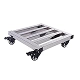 MBNKMEBU Metall-Pflanzenregal mit Rollen, robuster rollbarer Pflanzenständer mit 360°-Rädern, quadratischer Pflanzenroller, Pflanzenroller für den Innen- und Außenbereich, Blumentöpfe (50,8 cm)