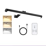 AoLa LED Akku Spiegelleuchte mit Fernbedienung und Touch Dimmbar Badleuchte lnnen Drehbarer Mit Timerfunktion Lange Wandleuchte USB Aufladbare Kabellos Wandlampe Schwarz 4000mAh 5W Leselampe