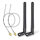 Bingfu M.2 WLAN Antenne 2,4 GHz 5 GHz 5,8 GHz 3 dBi MIMO RP-SMA-Stecker (2er-Pack) + 2 x 30 cm NGFF IPEX4 auf RP-SMA Kabel für M.2 NGFF Intel Wireless Network Card WLAN-Adapter Laptop