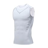 Smatstyle Kompressionsshirt Tank Top Herren Ärmelloses Laufshirt Atmungsaktives Funktionsshirts Sports Trainingsshirt Fitness (DE/NL/SE/PL, Alphanumerisch, L, Regular, Regular, Weiß)
