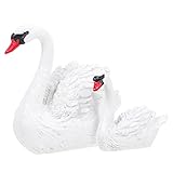 DECHOUS 1 Paar Kleine Schwanenschmuck Hahn Miniatur Entenplüsch Paarverzierung Hühnerdekor Gans-Statue Schwarzer Schwan Gans Plüsch Ente Plüschtier Gänseabschreckung Harz Weiß