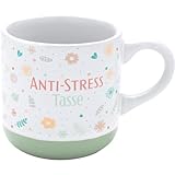 GRUSS & CO Espressotasse mit Motiv 'Anti-Stress' | Tasse aus Steinzeug, 10 cl, mit Geschenk-Banderole | Geschenk Freunde, Geburtstag | 73940