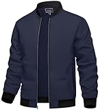 TACVASEN Bomberjacke Herren Sommer Freizeitjacke Bomber Blouson Lässige College Jacke Frühlingsjacke Sport Jacket(XXL, Marineblau)