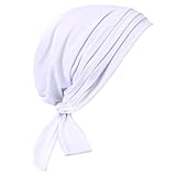 YYAOJHAO Vorgebundenes Chemo-Kopftuch für Damen – Schlupf-Bandana, Kopftuch, Chemotherapie-Turban für Krebs, Haarabdeckung, Weiss/opulenter Garten, Einheitsgröße/M