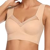 WOWENY BH Damen Ohne Bügel Schlaf Bustier Push up Damen Spitze Bralette T Shirt BH Schalen BHS Bügelloser Still Klassischer BH Top Bralette Komfort Weicher Seamless Beige S