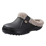 GHUUUJKI Hausschuhe Hausschuhe Für Frauen Und Männer Winter Weiche Pelzige Pelz-Pantoffeln Im Freien Im Freien wasserdichte Gemütliche Baumwollschuhe Für Zuhause-Schwarzbraun-44-45 (10.4-10,6 Zoll)